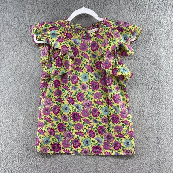 BANJANAN Women's Klara Top Floral Ruffle SIze XS Purple Yellow Daisy Print - Picture 6 of 15
